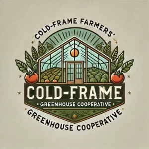 DALL·E 2025 02 06 12.41.56 A logo for Cold Frame Farmers Greenhouse Cooperative featuring a stylized greenhouse with a transparent cold frame structure surrounded by green l